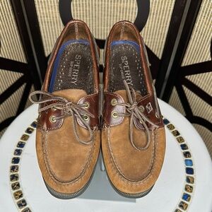 Sperry Topsider Authentic Original Boat Shoe -Brown Buck Boat Shoes 10M Leather